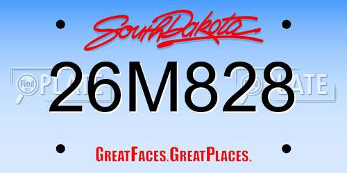 26M828 South Dakota License Plate