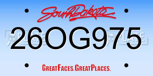 26OG975 South Dakota License Plate
