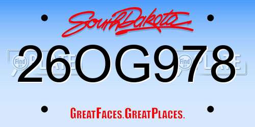 26OG978 South Dakota License Plate