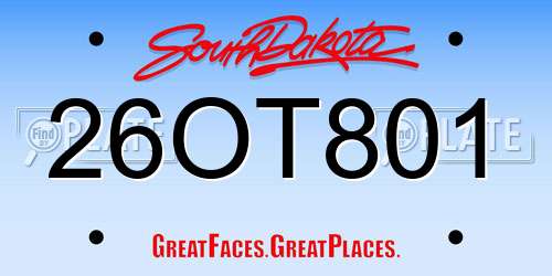 26OT801 South Dakota License Plate