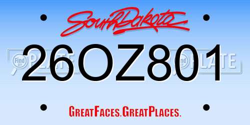 26OZ801 South Dakota License Plate