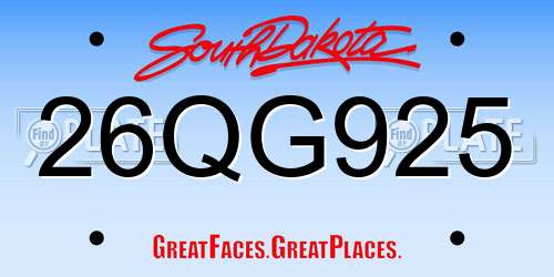 26QG925 South Dakota License Plate