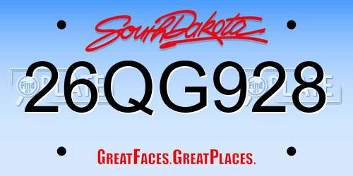 26QG928 South Dakota License Plate
