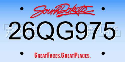 26QG975 South Dakota License Plate