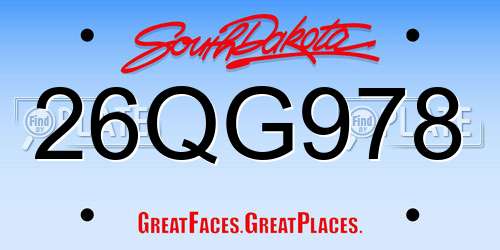 26QG978 South Dakota License Plate