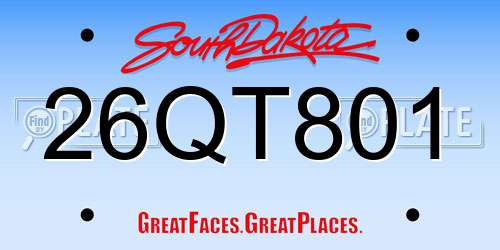26QT801 South Dakota License Plate