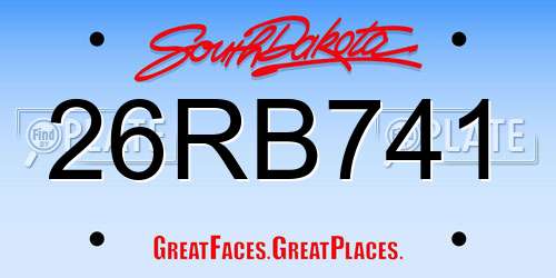 26RB741 South Dakota License Plate