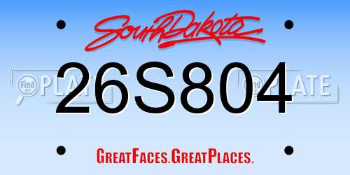 26S804 South Dakota License Plate