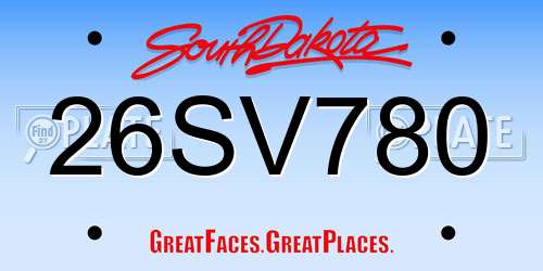 26SV780 South Dakota License Plate