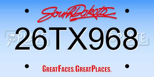 26TX968 South Dakota License Plate