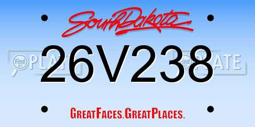 26V238 South Dakota License Plate
