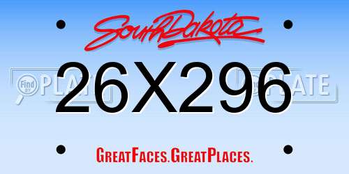26X296 South Dakota License Plate