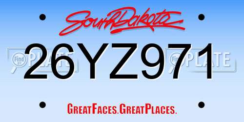 26YZ971 South Dakota License Plate