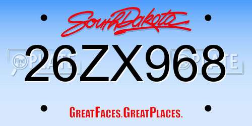 26ZX968 South Dakota License Plate