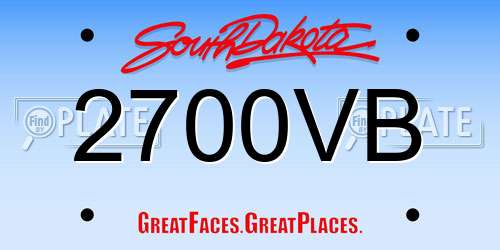 2700VB South Dakota License Plate