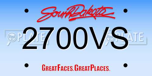 2700VS South Dakota License Plate