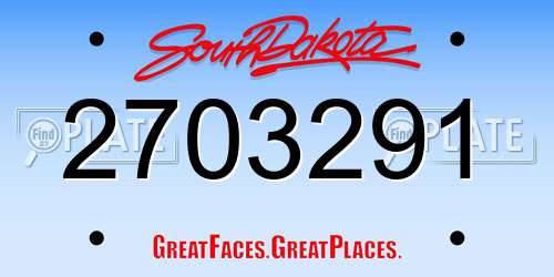 2703291 South Dakota License Plate