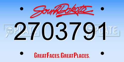 2703791 South Dakota License Plate