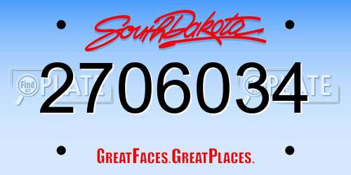 2706034 South Dakota License Plate