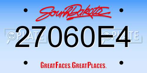 27060E4 South Dakota License Plate