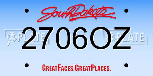 2706OZ South Dakota License Plate