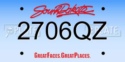 2706QZ South Dakota License Plate