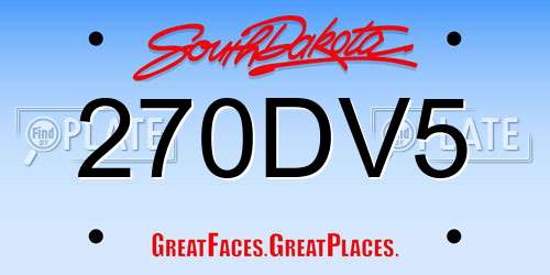 270DV5 South Dakota License Plate