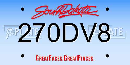 270DV8 South Dakota License Plate