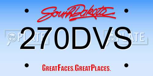 270DVS South Dakota License Plate