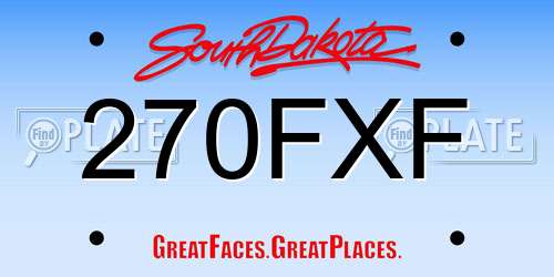 270FXF South Dakota License Plate