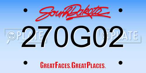 270G02 South Dakota License Plate