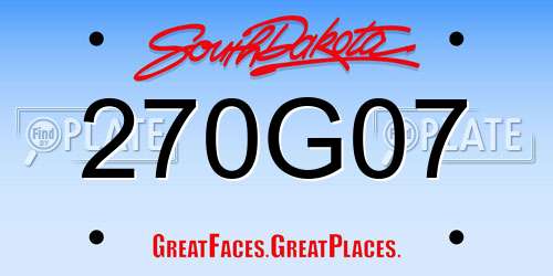 270G07 South Dakota License Plate