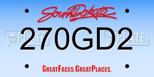270GD2 South Dakota License Plate