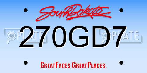 270GD7 South Dakota License Plate