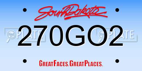 270GO2 South Dakota License Plate