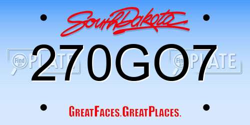 270GO7 South Dakota License Plate