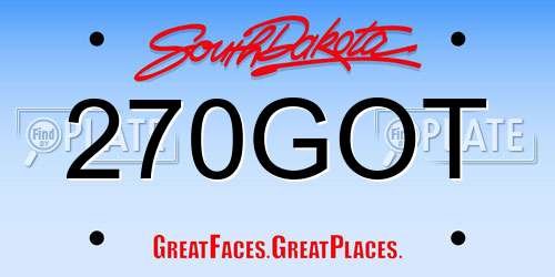 270GOT South Dakota License Plate