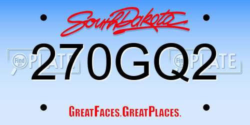 270GQ2 South Dakota License Plate