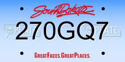 270GQ7 South Dakota License Plate
