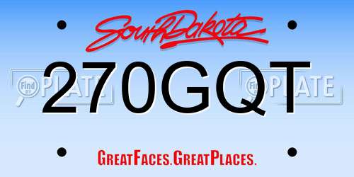 270GQT South Dakota License Plate