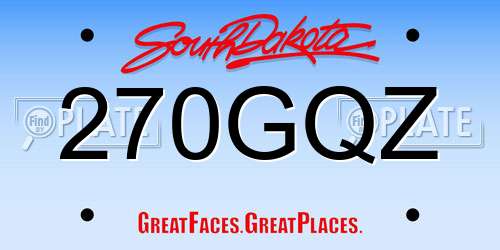 270GQZ South Dakota License Plate