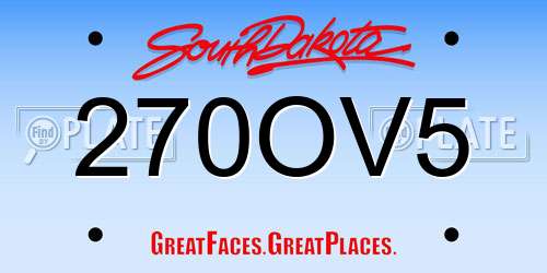 270OV5 South Dakota License Plate