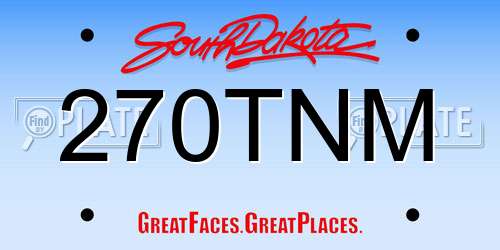 270TNM South Dakota License Plate