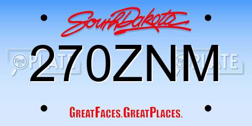270ZNM South Dakota License Plate