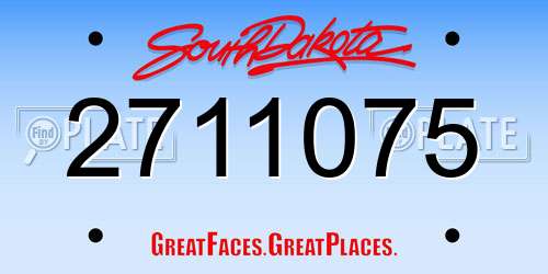 2711075 South Dakota License Plate