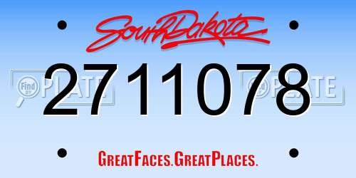 2711078 South Dakota License Plate
