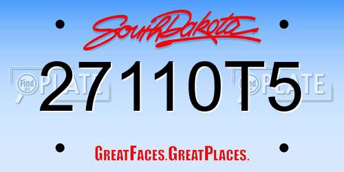 27110T5 South Dakota License Plate