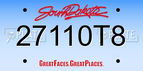 27110T8 South Dakota License Plate