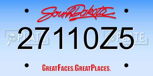 27110Z5 South Dakota License Plate