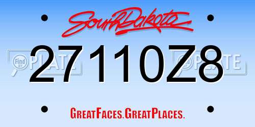 27110Z8 South Dakota License Plate